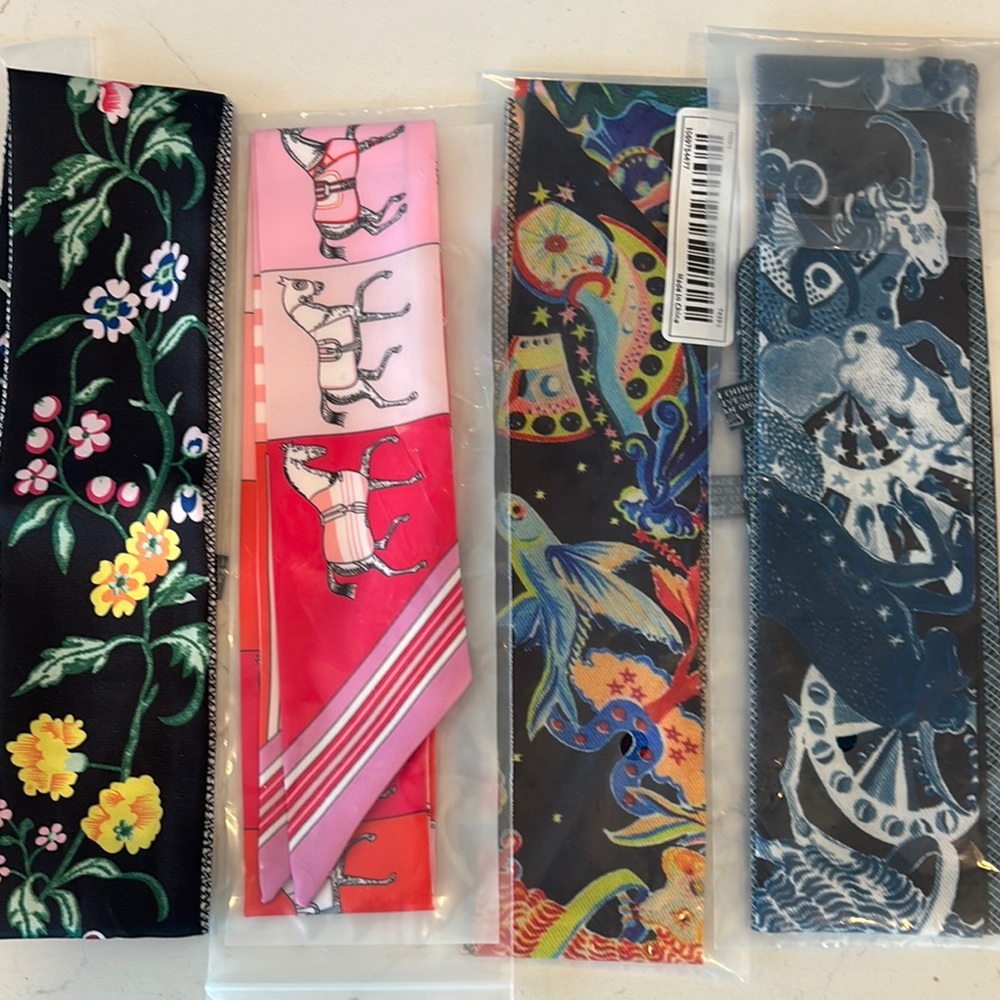 Colorful Silk Scarves Set for purse accessories